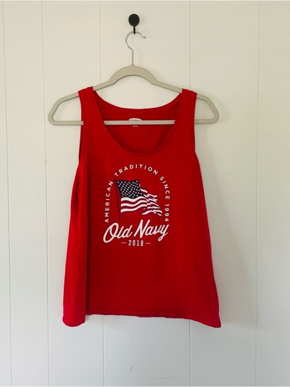 Old Navy Red Flag Graphic Tank Top